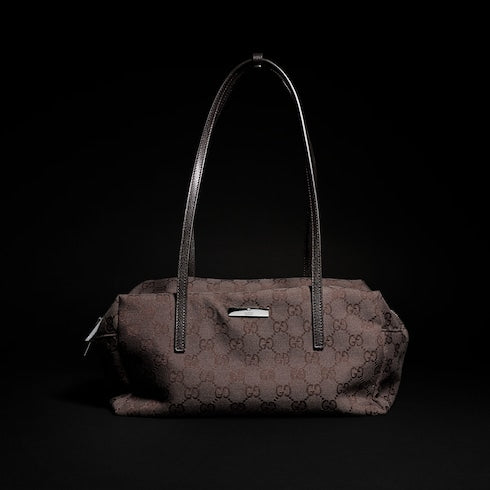 Gucci Melrose medium boston bag - dark brown GG canvas