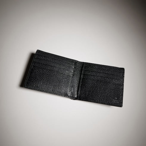 Black Leather GG Marmont Large Bi-Fold Wallet - Black Leather