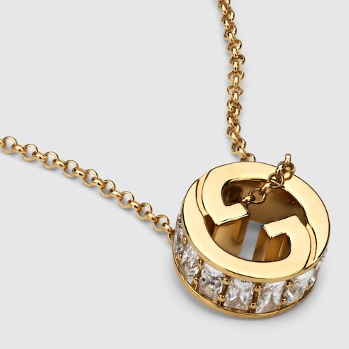 Gucci Blondie crystal pendant necklace - light gold-toned brass