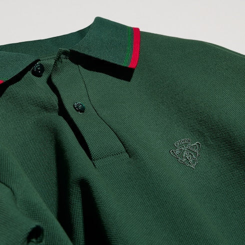 Cotton piquet polo shirt with embroidery - dark green