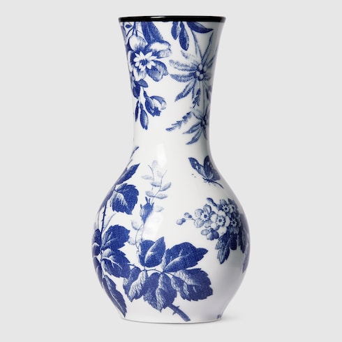 Herbarium print vase - blue and white porcelain