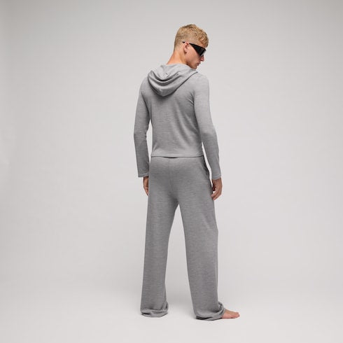 Wool silk leisure pants with embroidery - grey