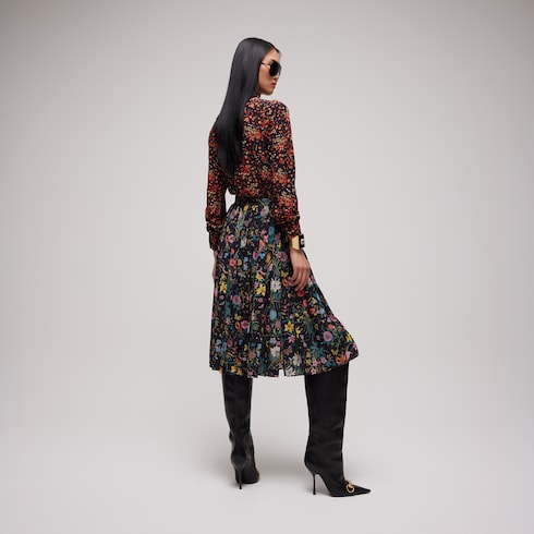 Printed silk shirt - black and red