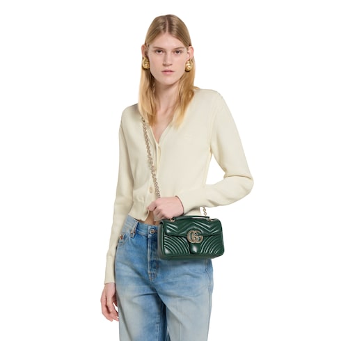 GG Marmont small shoulder bag - green leather