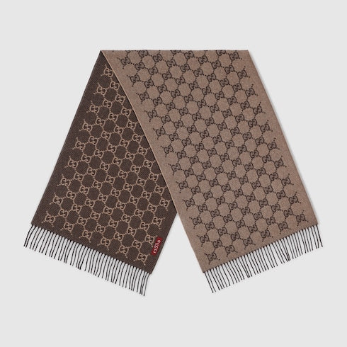 GG cashmere lamé scarf - brown and dark brown