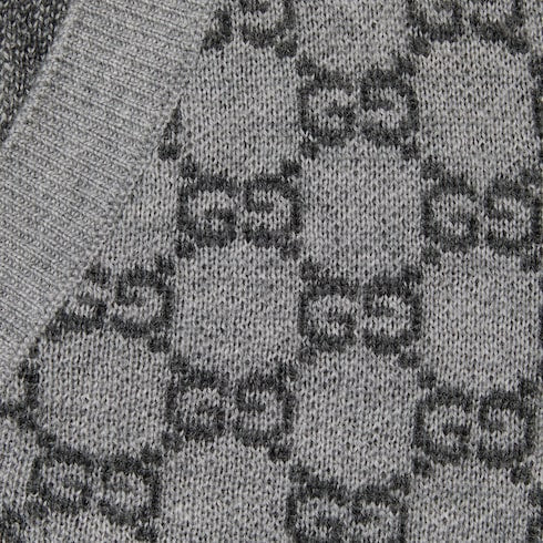 Baby GG wool jacquard cardigan - grey and dark grey