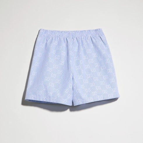 Baby GG striped poplin shorts - white and light blue