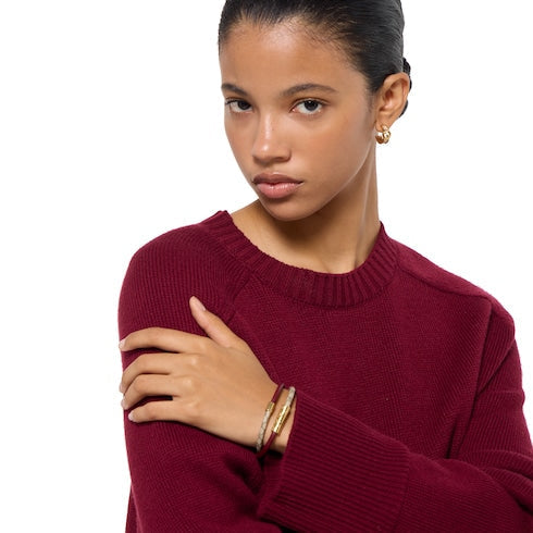 Double bracelet with GG detail - brown leather