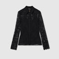 GG flower stretch lace shirt - black