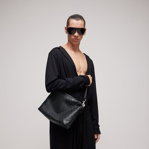 Gucci Essence Classic medium crossbody bag - black GG canvas
