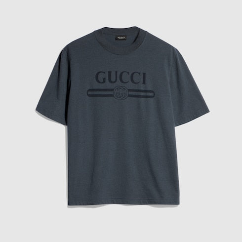 Cotton jersey T-shirt with devoré detail - dark grey