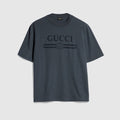 Cotton jersey T-shirt with devoré detail - dark grey