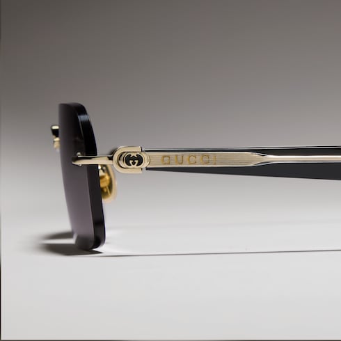 Rectangular-frame sunglasses - gold metal
