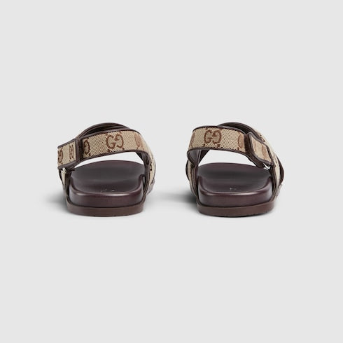 Children's GG sandal - beige and dark brown canvas