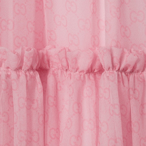 Printed silk chiffon long skirt - light pink