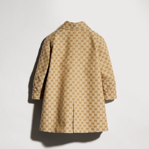 Children's GG canvas coat - sand and brown