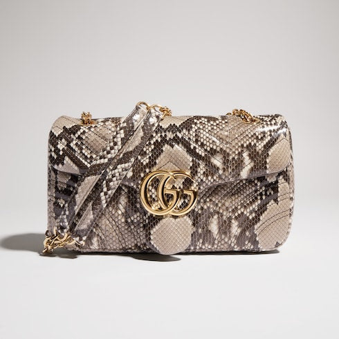 GG Marmont python medium shoulder bag - natural