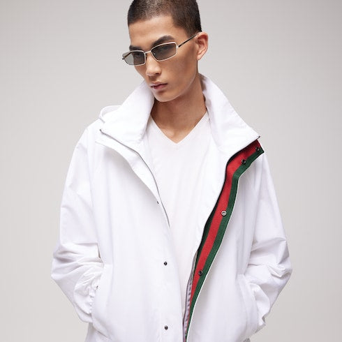 Compact cotton canvas zip jacket - white