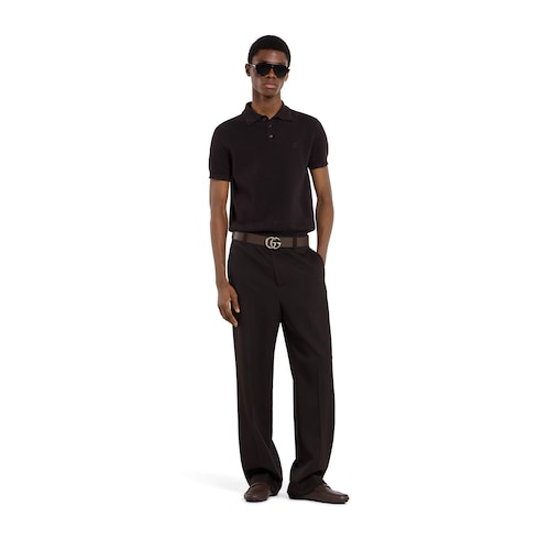 Men's driver with Web detail - dark brown leather