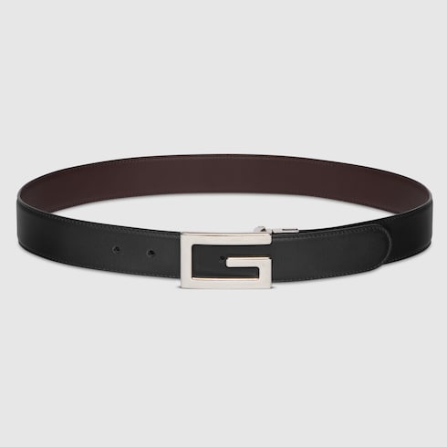 Reversible belt with Square G buckle - black/brown leather