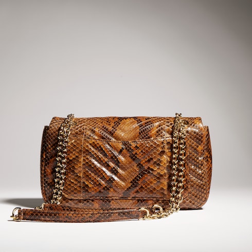 GG Marmont python medium shoulder bag - brown