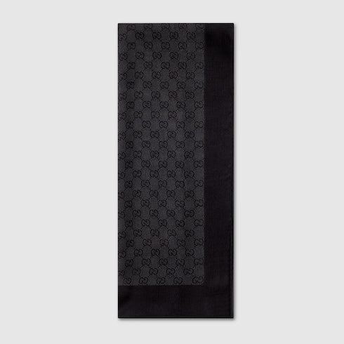 Printed silk chiffon stole - black