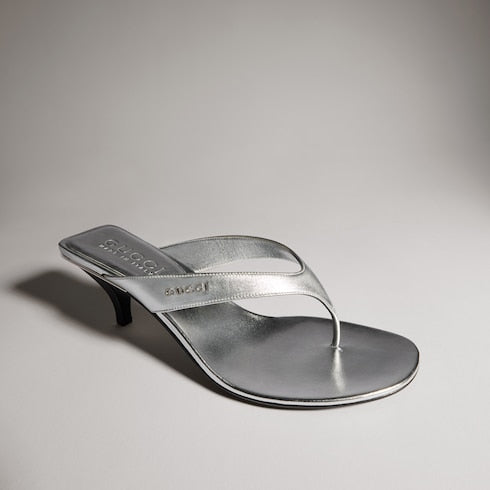 Women's Vittoria thong sandal - metallic silver leather