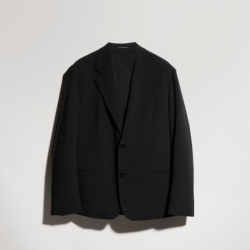 Technical wool blend jacket - black