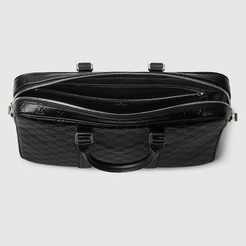 GG Emblem large briefcase - black GG leather