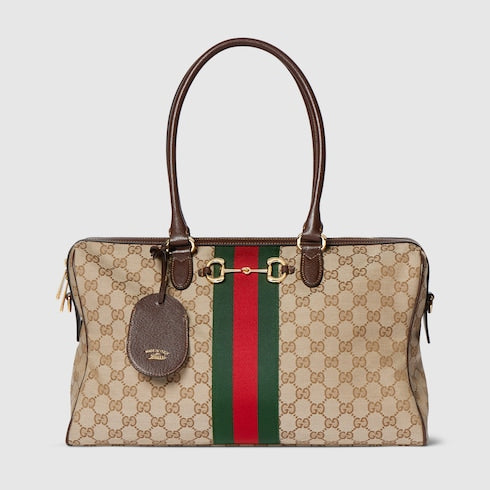 Borsetto large boston bag - sand and brown GG canvas