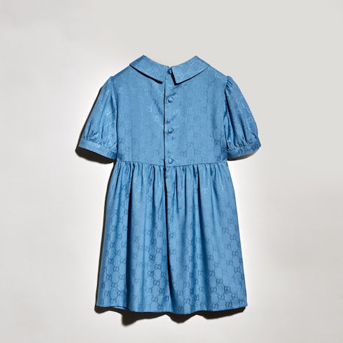 Children's GG viscose silk dress - light blue