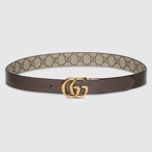 GG Marmont reversible belt - brown leather
