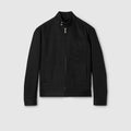 Cotton denim jacket with Horsebit - black