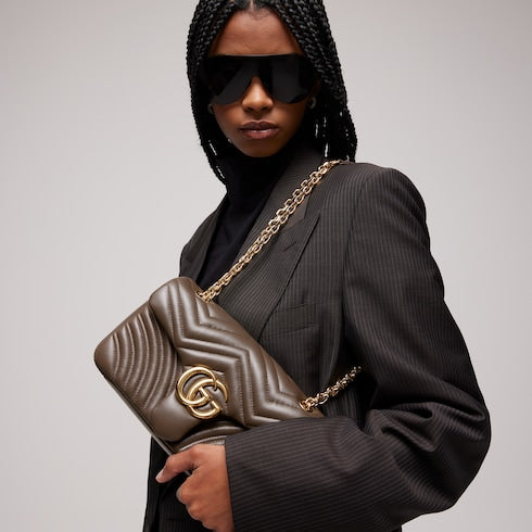 GG Marmont medium shoulder bag - dark taupe leather