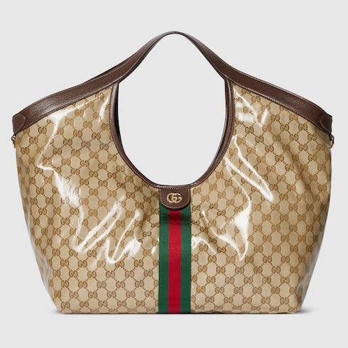 Gucci Giglio large tote bag - sand and brown GG fabric