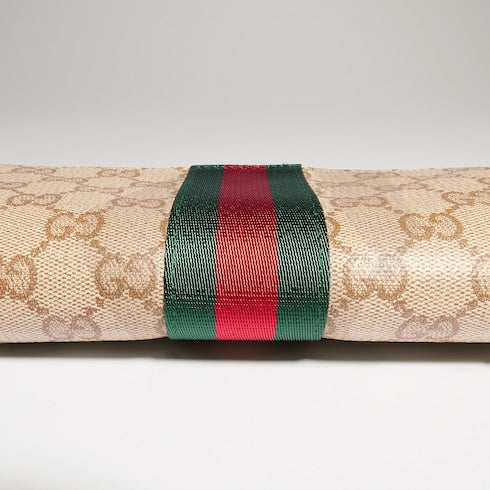 Long wallet with Web - sand and brown GG canvas