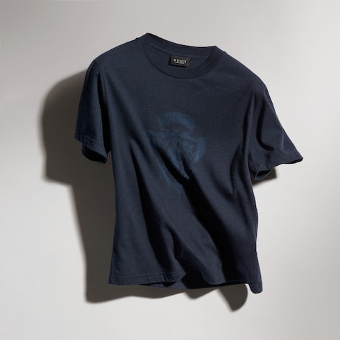 Cotton jersey T-shirt with Gucci crest - navy