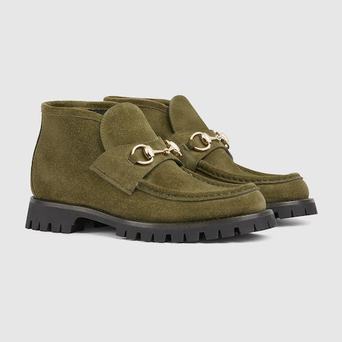 Women's ankle boot with Horsebit - dark green suede