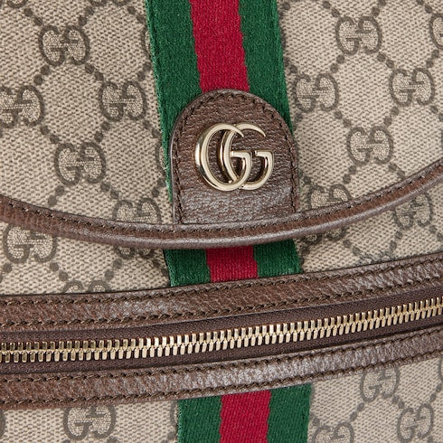 Ophidia medium backpack - beige and brown GG fabric