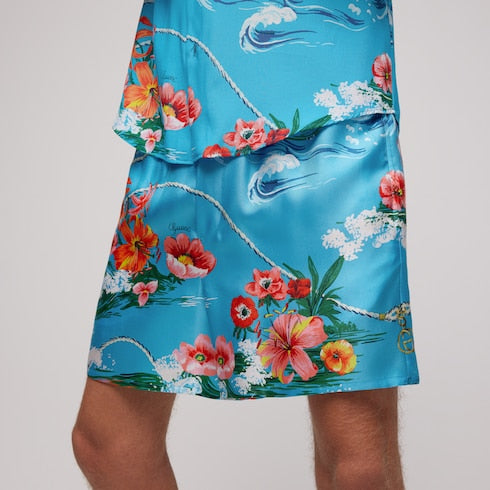 Printed silk twill shorts - multicolor