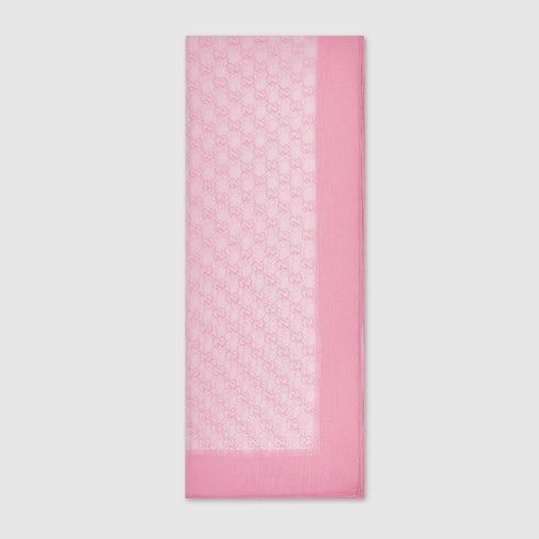 Printed silk chiffon stole - light pink
