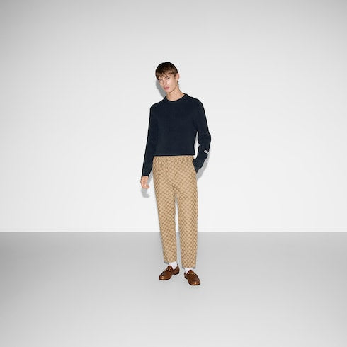 GG canvas jogging pant - camel and ebony