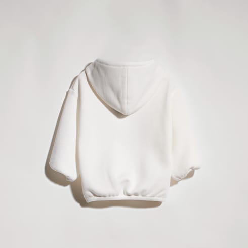 Baby cotton jersey hooded sweatshirt - white