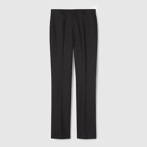 Pinstripe Gucci wool jacquard pants - black