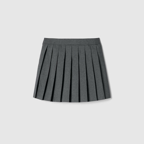 Children's wool skirt with embroidery - light grey