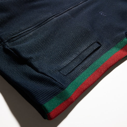 zip sweatshirt with Web - Rib cotton jersey