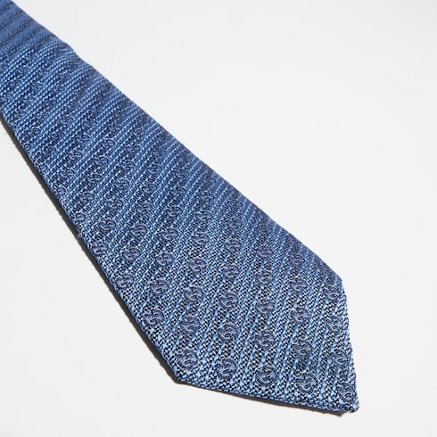GG silk jacquard tie - light blue