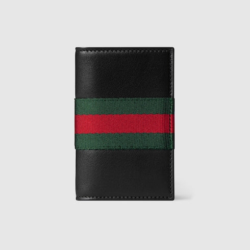 Web Trademark card case - black leather