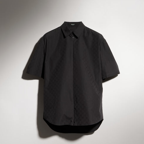 GG cotton poplin zip shirt - dark grey