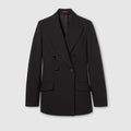 Double-breasted light wool jacket - black